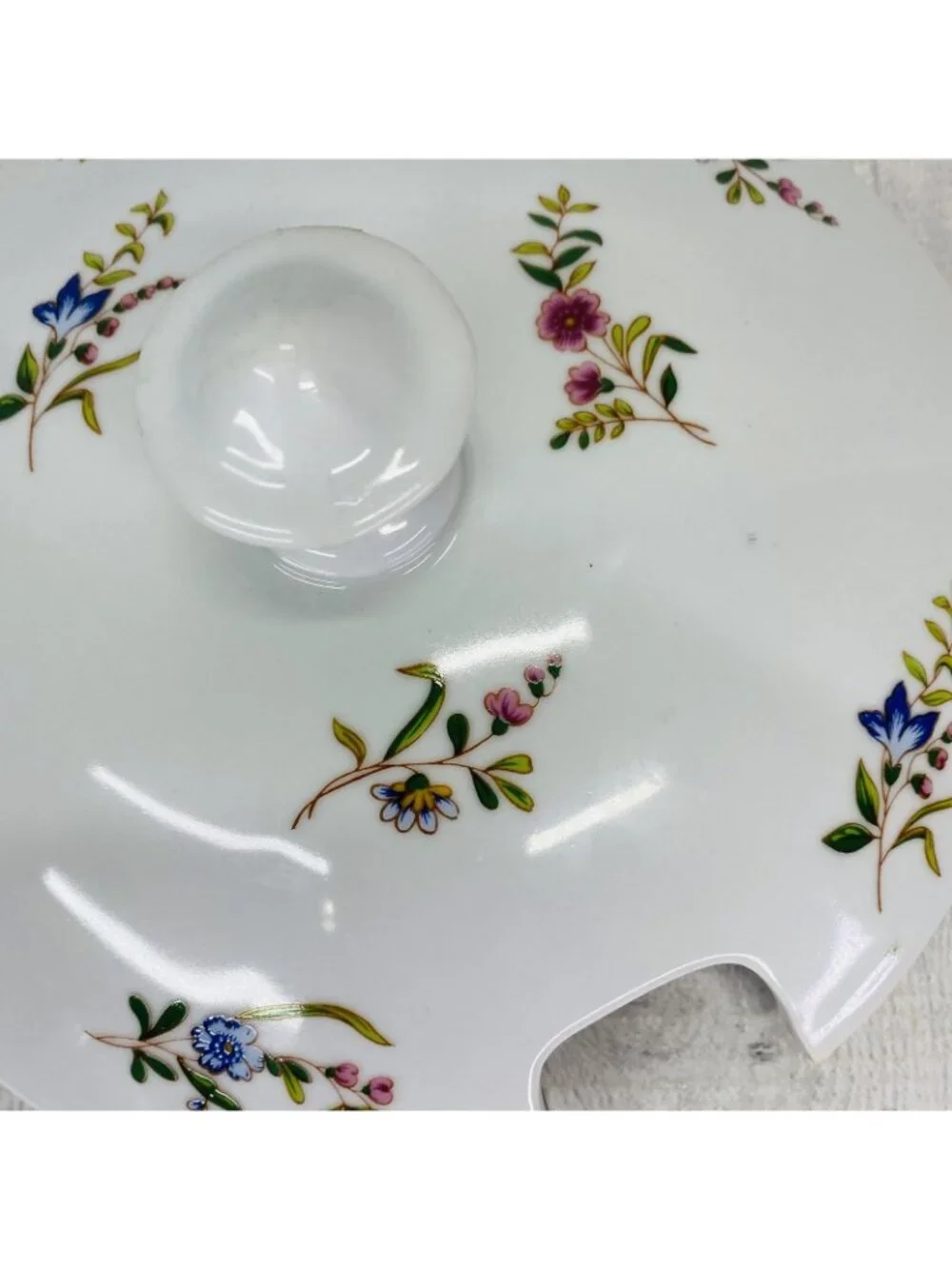 BIA Cordon Blue VERSAILLES Scalloped Red Blue Flowers Lidded Soup Tureen W Ladle